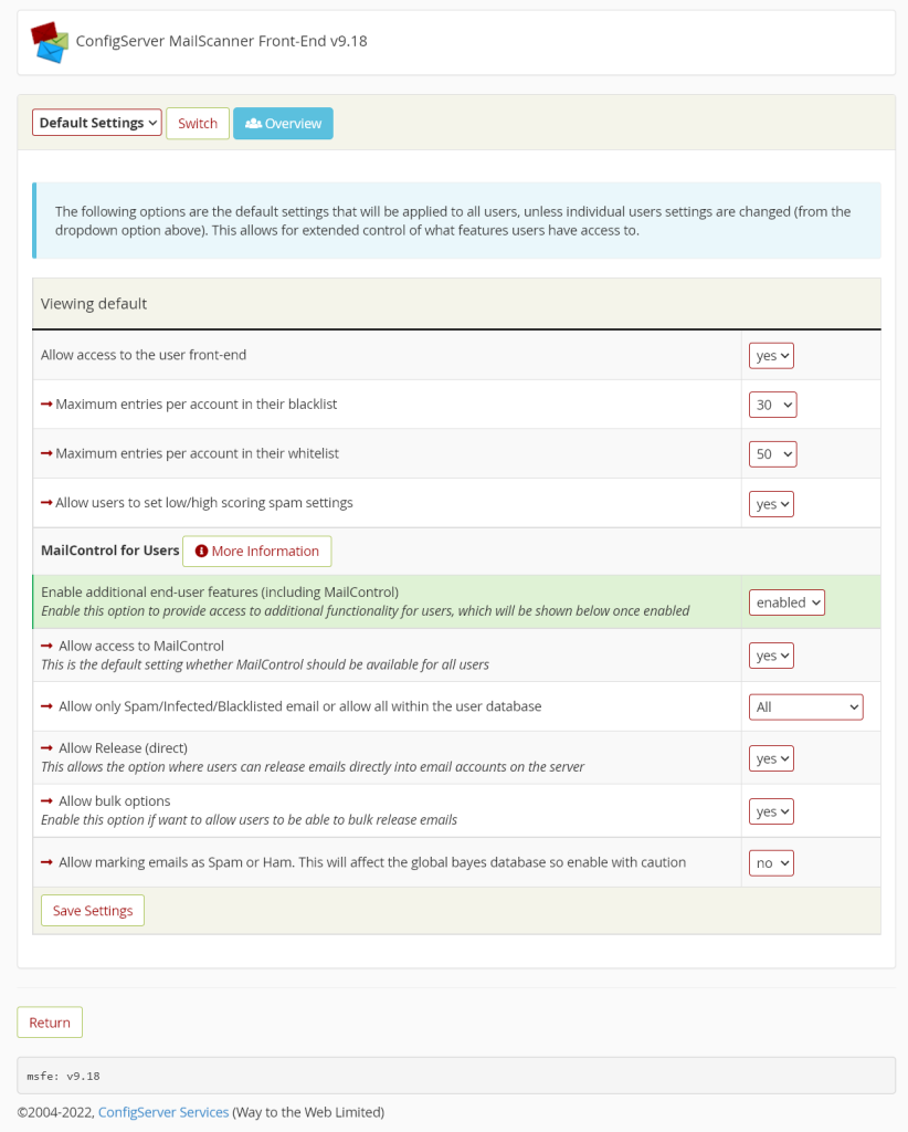 Mailscanner frontend License